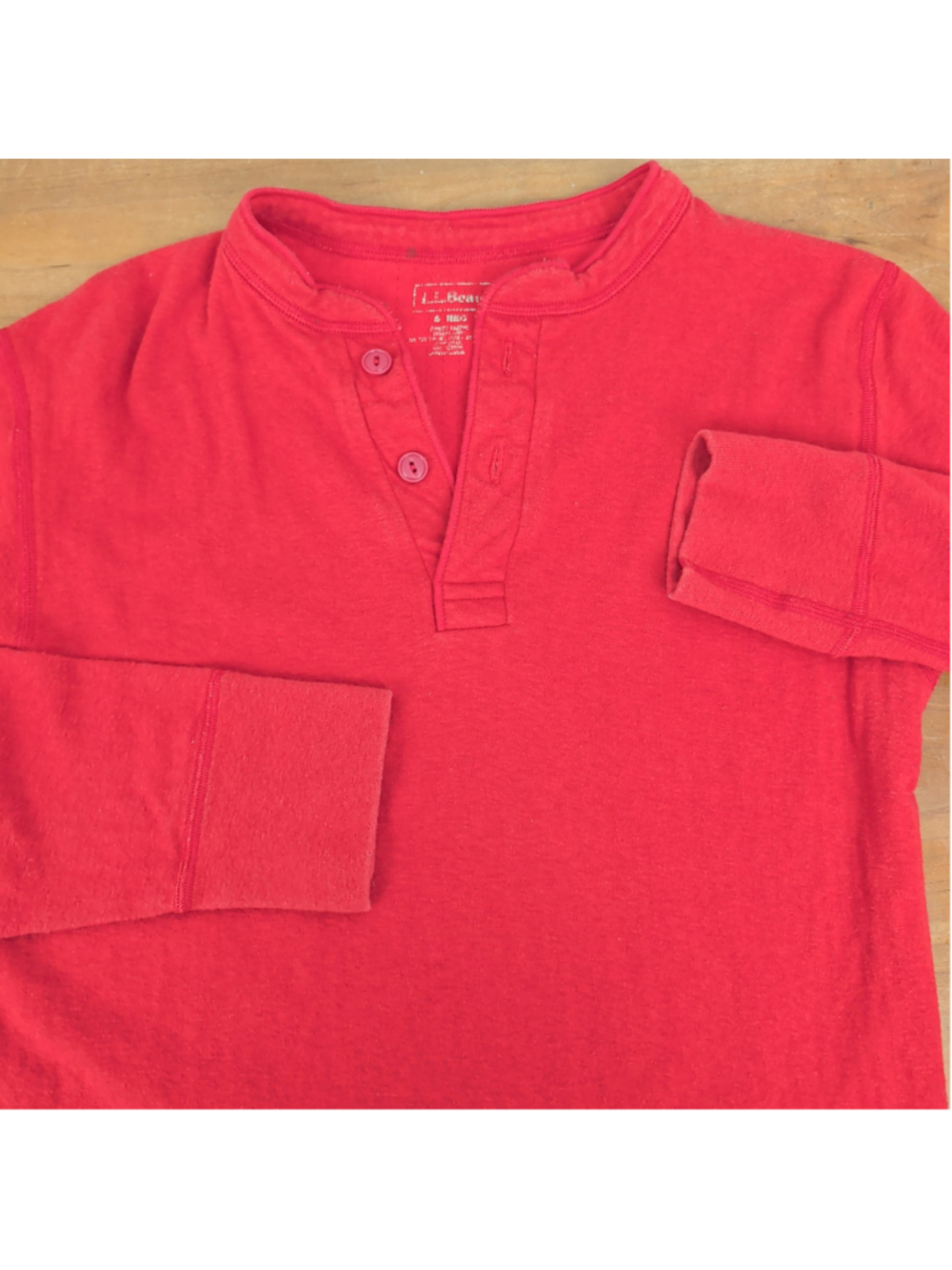 LL Bean Men's Red River Diver's Red Henley Small